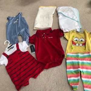 Baby Shower Bundle Size 0-6 months One Towel One Blanket 4 sets of clothing